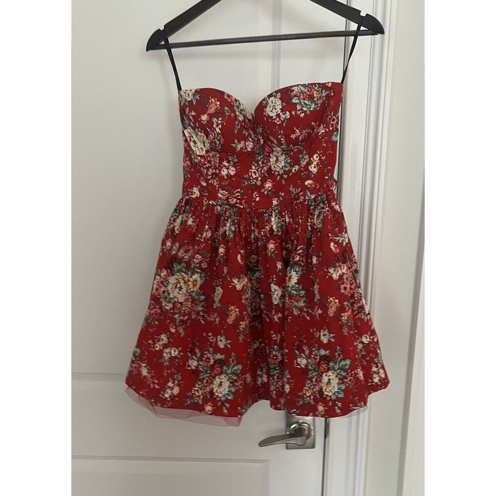 Papaya floral strapless mini dress size S cotton fit and flare NWOT